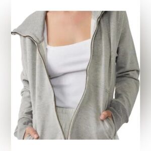 FP Movement Light Gray Oversized Zip-Up Hoodie Sweatshirt